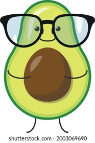 Avocado. Glasses. Illustration about proper nutrition.