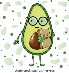 Avocado with glasses. Avocado lawyer. Funny avocado character. Character design 
