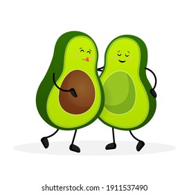 Avocado, great design for any purposes. Vector hand drawn illustration. Funny cartoon character.