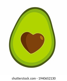 avocado is green with heart-shaped seeds
