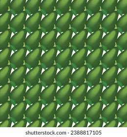 Avocado with Green Leaves Top View Flat background.
