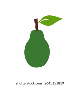 Abacate, abacate com folhas verdes ilustração vetorial.