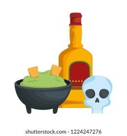 avocado with guacamole sauce and tequila