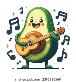 Avocado guitar solo illustrations vector art