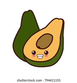 avocado half cut cute kawaii cartoon