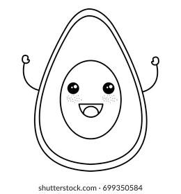 avocado half fresh kawaii character