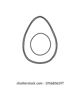 Avocado half icon. Outline drawing, isolated on white background.