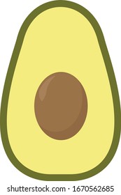 Avocado in half, illustration, vector on white background.