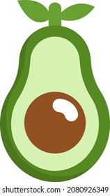Avocado in der Hälfte, Illustration, Vektorgrafik, auf weißem Hintergrund.