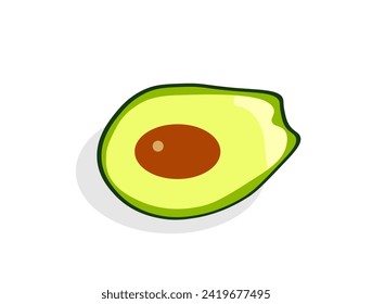 medio aguacate sobre fondo blanco