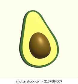 La mitad aguacate con un pozo. 3d ilustración isométrica del aguacate. Ilustración de material vectorial.