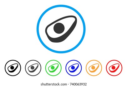 Avocado Half rounded icon. Style is a flat gray symbol inside light blue circle with bonus color versions. Avocado Half vector designed for web and software interfaces.