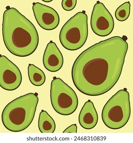 Avocado half seamless pattern vector art 