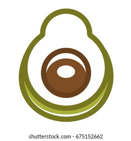 Avocado half with seed in graphic design vector poster