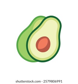 Avocado half with seed illustration for food lovers