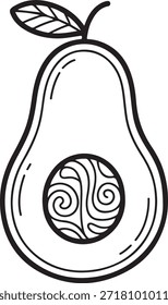 Avocado halb Silhouette Vektor dekorative Samen Linie Kunst gesunde Frucht Illustration Design