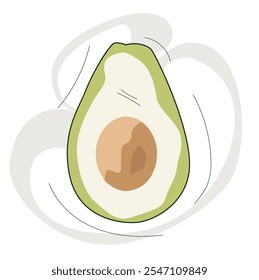 Avocado, half sliced avocado.avocado fruit slices vector illustration.