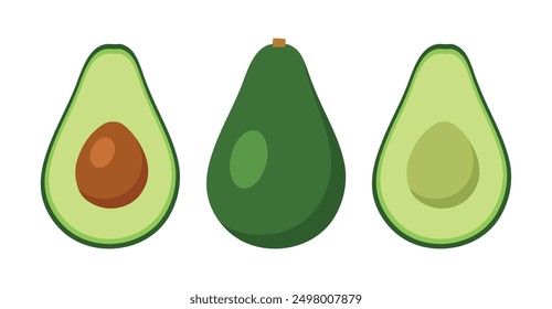 Avocado, half sliced vector illustration.