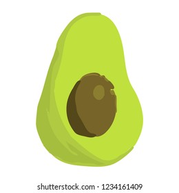 Avocado half. vector art. isolated.