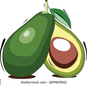 Avocado halves flat design. Avocado on a white background.