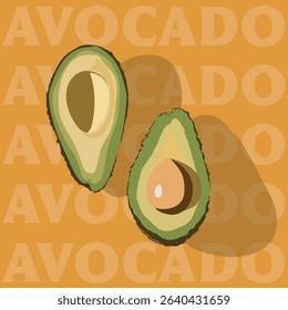 Avocado Halves with text background