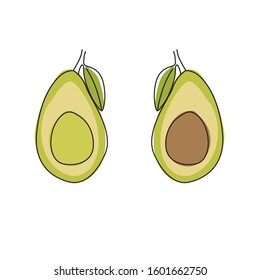 Avocado Halves Vector Design on White Background