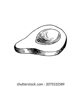 Avocado halves. Vector illustration. Avocado slices, avocado halves. Doodle illustrations