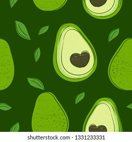 Avocado hand drawing style beauty seamless pattern. Vector illustration color seamless pattern. Avocado ,abstract line, tropical friut concept