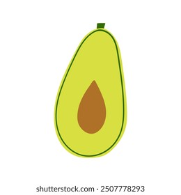 Avocado hand drawn flat vector illustration. Fresh vegetable print for kitchen, menu, food package design. Healthy cute organic product.