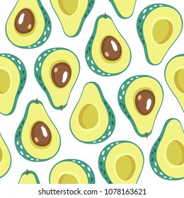 Avocado hand drawn seamless pattern for print, fabric and healthy products packaging.