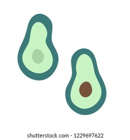 Avocado hand drawn vector illustration. Print isolated on white background