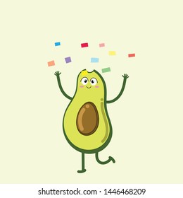 Avocado happy, characters, vector illustration in cartoon style