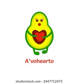 Avocado has a heart astonishment vector cute drawing cartoon