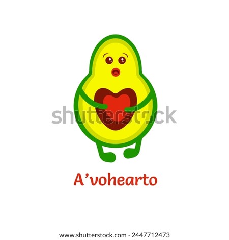 Avocado has a heart astonishment vector cute drawing cartoon