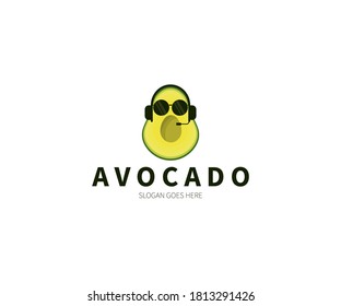 Avocado Headset, music,  e-sport, gamer, podcast Logo Concept. Vector Design Illustration. Symbol and Icon Vector Template.