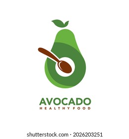 Avocado Healthy Food Logo Avocado and Spoon Symbol