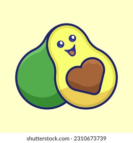 Vector de diseño aguacate y corazón lindo
