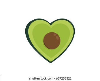 Avocado heart. Love. Flat design vector illustration.