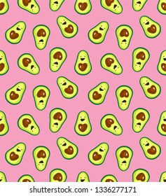 avocado heart pink vector seamless pattern