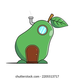 Avocado House with Door and Window Vector Isolated