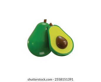 Avocado icon 3d render Healthy fresh fruits icon vector illustration