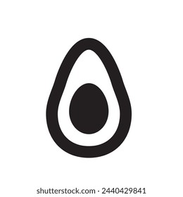Avocado Icon, Avocados Slice Symbol, Minimal Alligator Pear Shape, Guacamole Ingredient, Fat Fruit Isolated, Vector Illustration