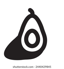 Avocado Icon, Avocados Slice Symbol, Minimal Alligator Pear Shape, Guacamole Ingredient, Fat Fruit Isolated, Vector Illustration