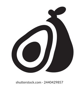 Avocado Icon, Avocados Slice Symbol, Minimal Alligator Pear Shape, Guacamole Ingredient, Fat Fruit Isolated, Vector Illustration