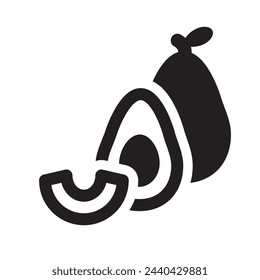 Avocado Icon, Avocados Slice Symbol, Minimal Alligator Pear Shape, Guacamole Ingredient, Fat Fruit Isolated, Vector Illustration