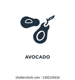 Avocado icon. Black filled vector illustration. Avocado symbol on white background. Can be used in web and mobile.