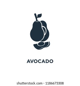 Avocado icon. Black filled vector illustration. Avocado symbol on white background. Can be used in web and mobile.