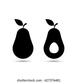 Avocado icon black set. Vector simple fruit icon.