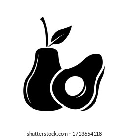 Avocado icon black. Single fruit icon