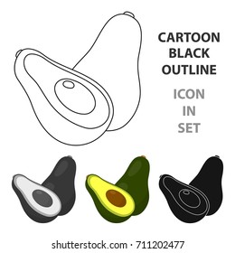 Avocado icon cartoon. Singe fruit icon.